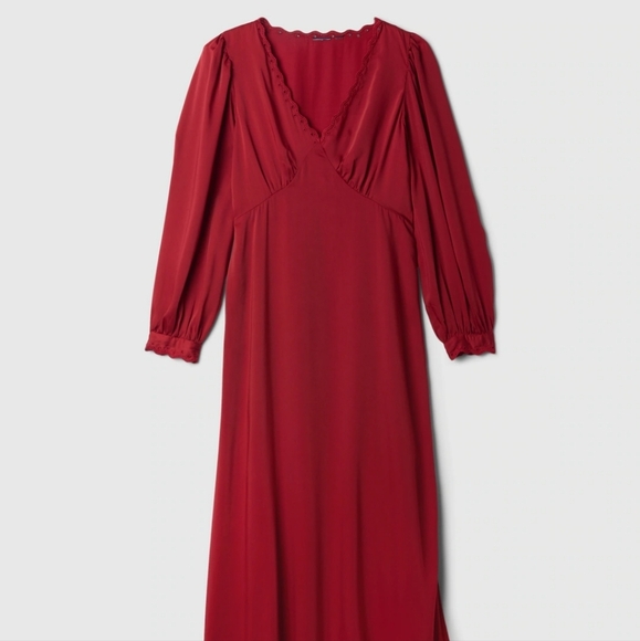 New GAP Elegant Red Satin Empire Dress Size S - Picture 5 of 13